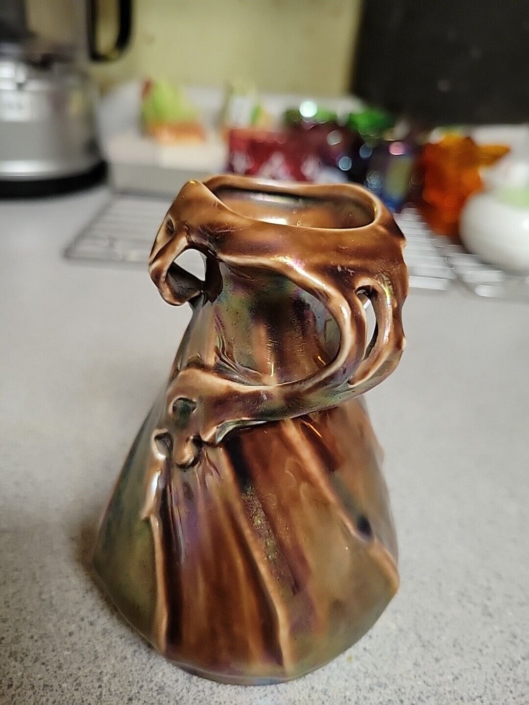 1900s Heloisine Austrian Iridescent Pottery Vase