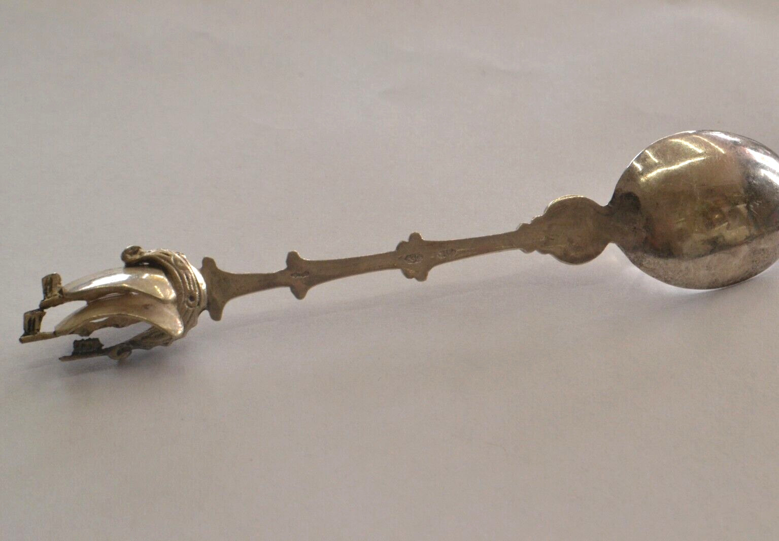 Antique 1900s 830 Silver Sailing Souvenir Spoon