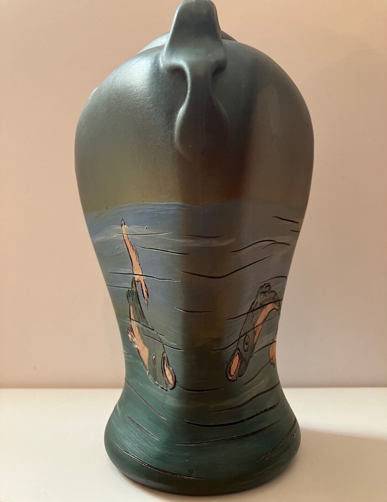 Weller Dickens Ware Hand-Painted Fish Vase
