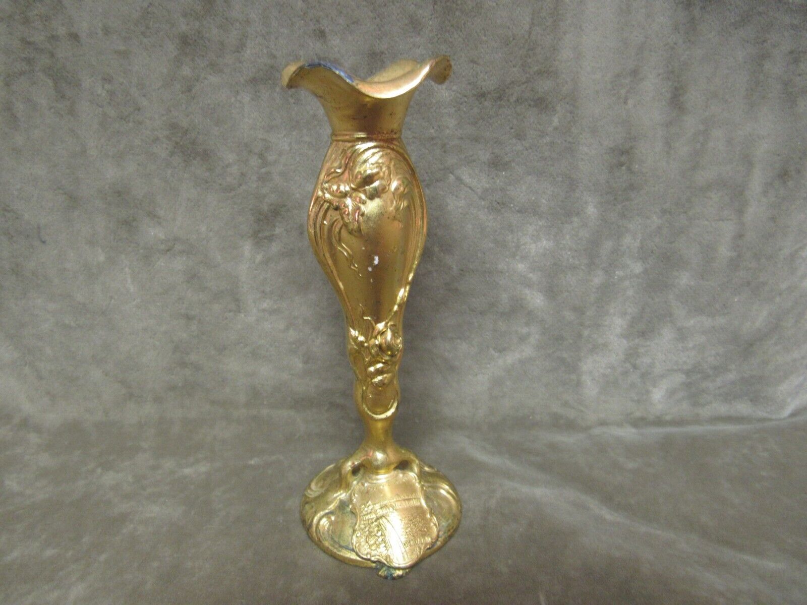 Antique Art Nouveau Gold Tone Bud Vase 1900s