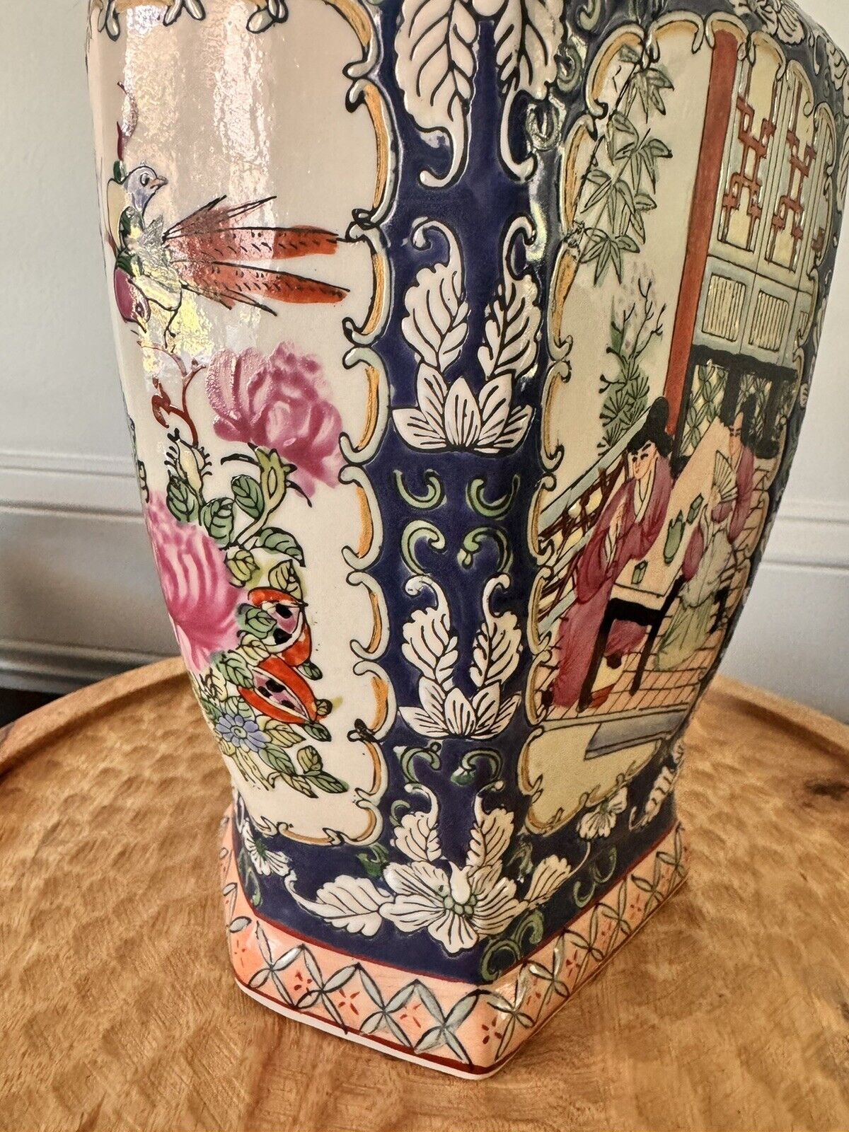 Antique Famille Rose Medallion Butterfly Vase