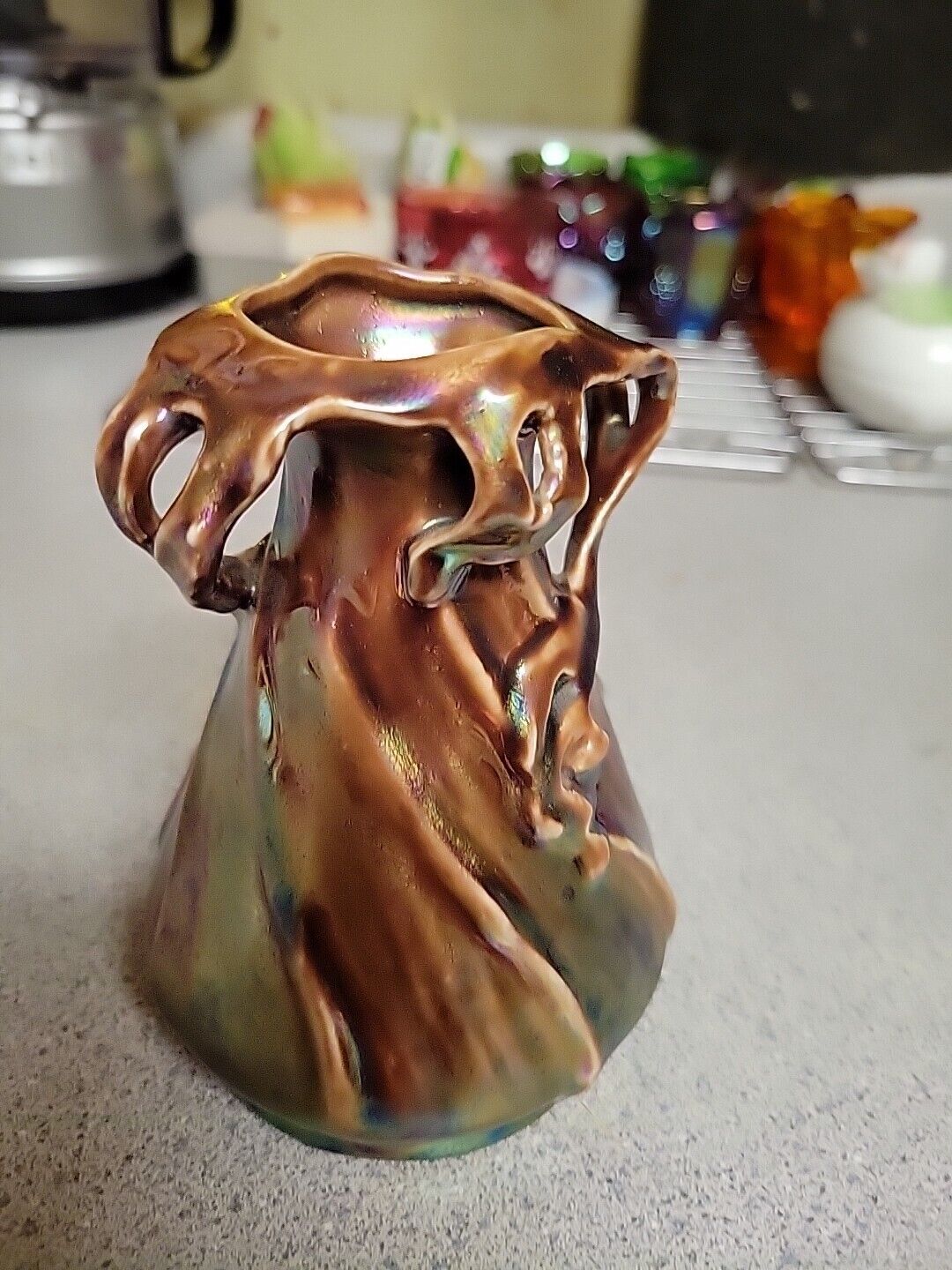 1900s Heloisine Austrian Iridescent Pottery Vase