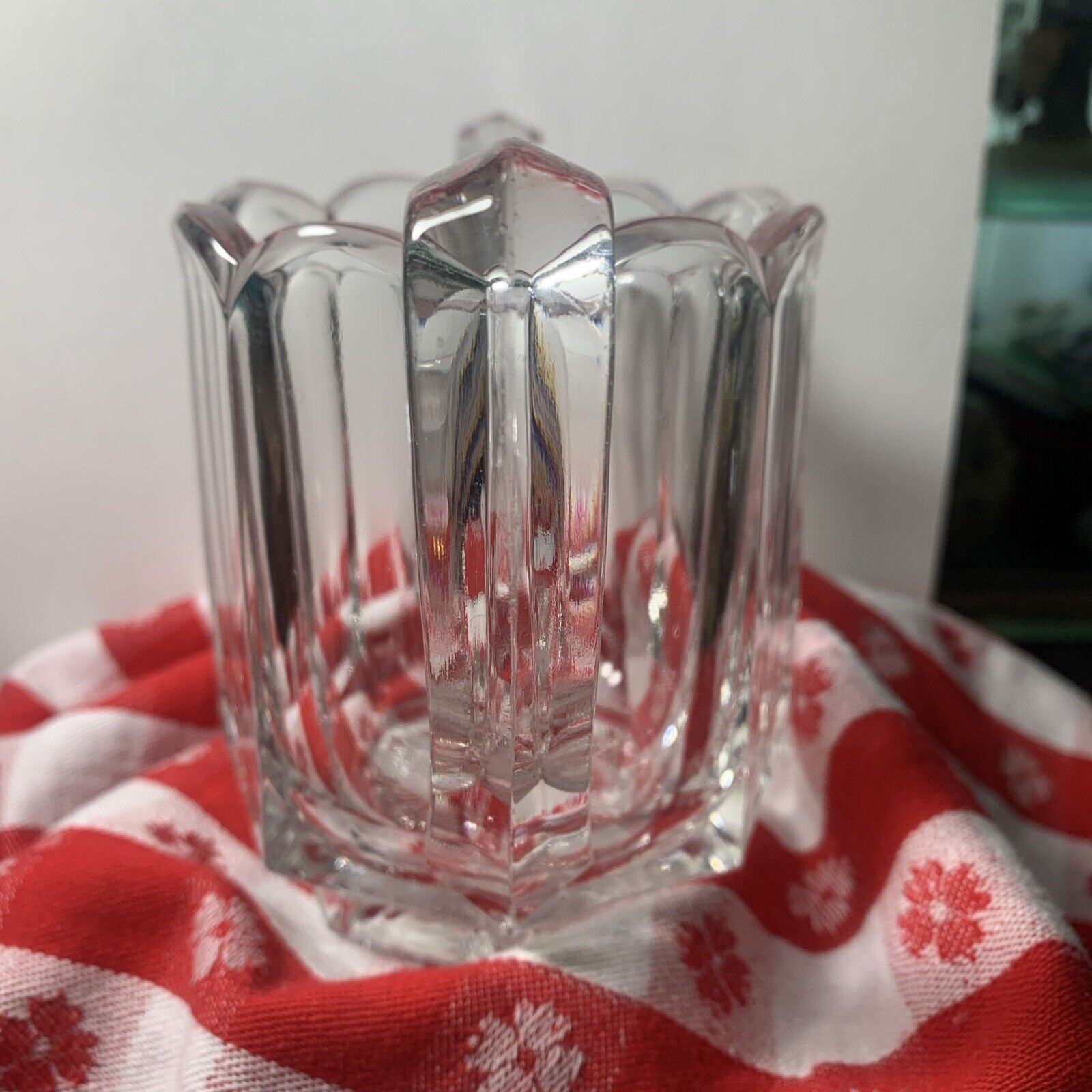 Scalloped Edge Antique Glass Trophy Handle Vase