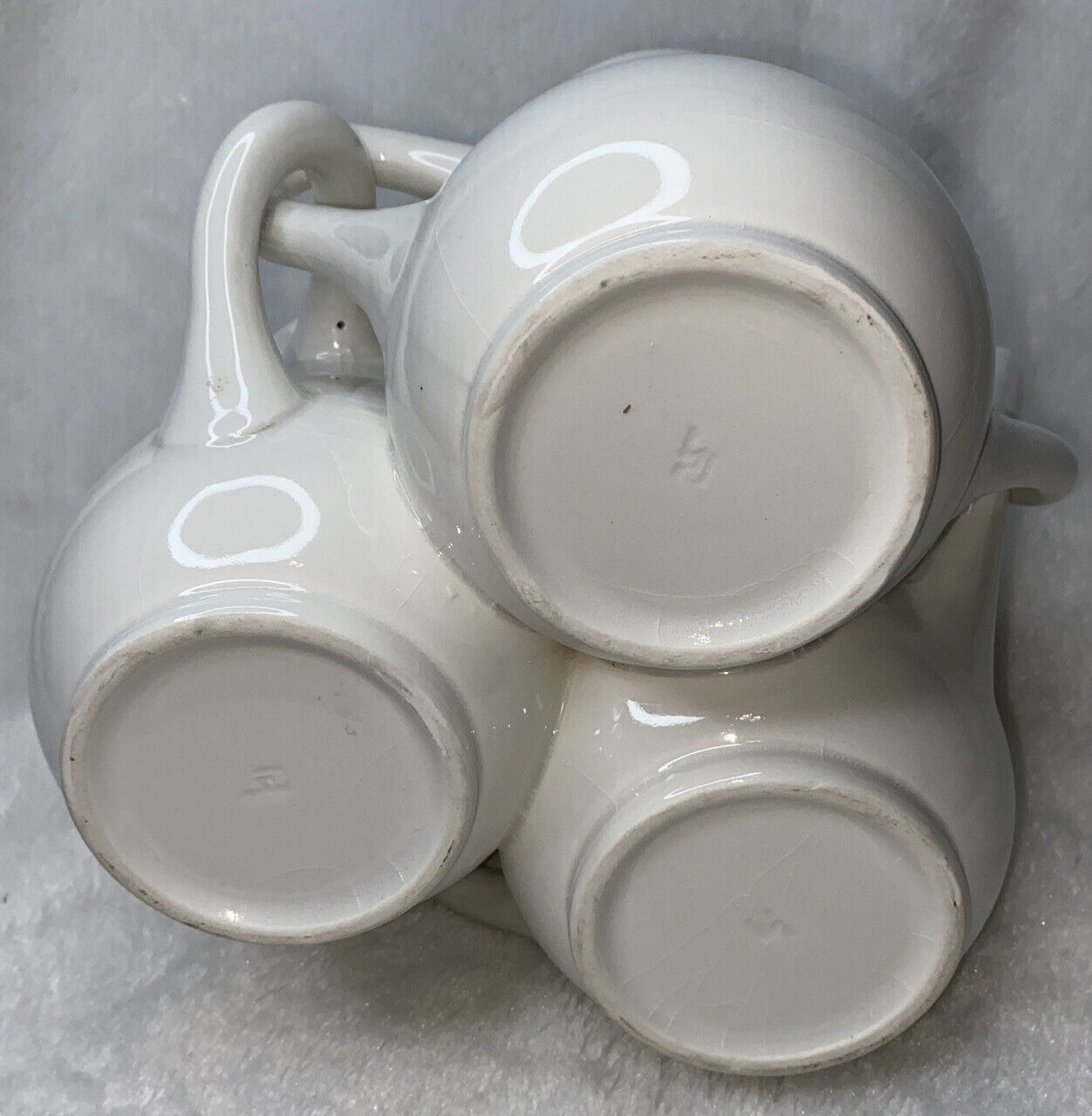 Rare white Fuddling Cup Vase from 1900s