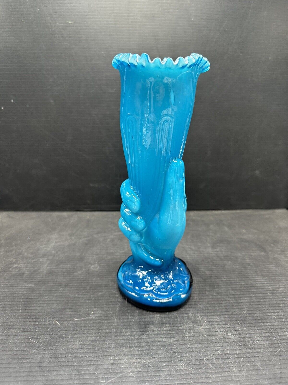 Victorian Cobalt Blue Figural Hand Vase