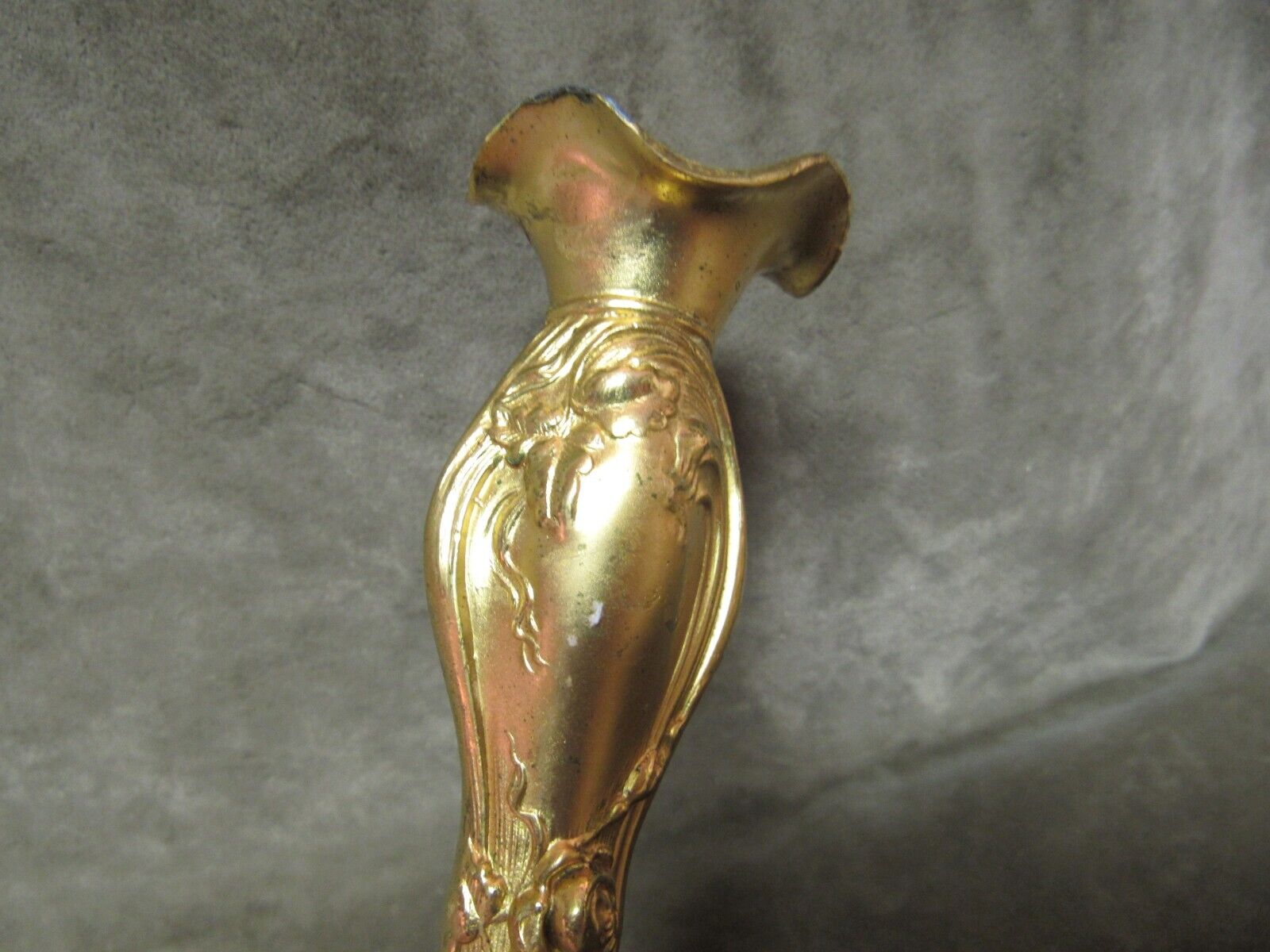 Antique 1900s Niagara Falls Gold-Tone Bud Vase