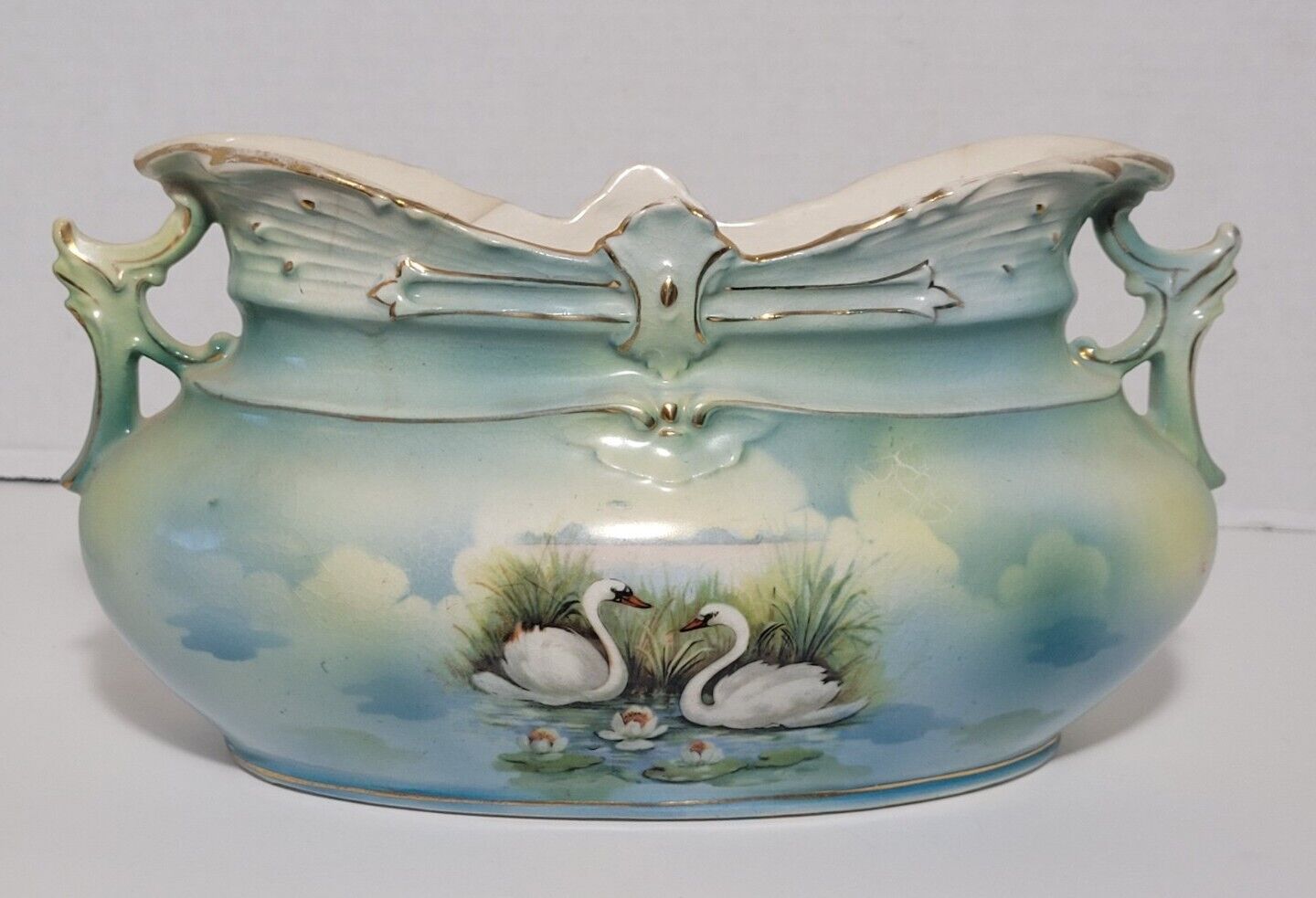 Antique Royal Bruxonia Austria Swan Vase Planter