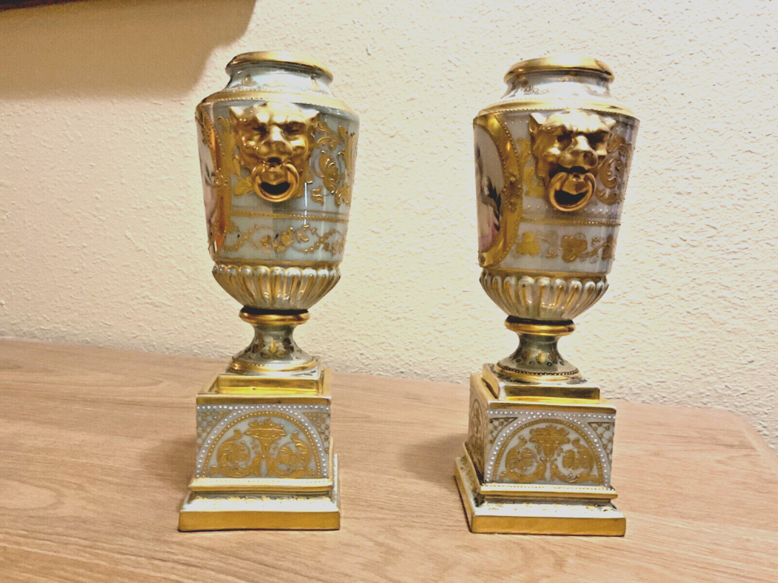 Pair of Royal Vienna Hand Painted Portrait Vases