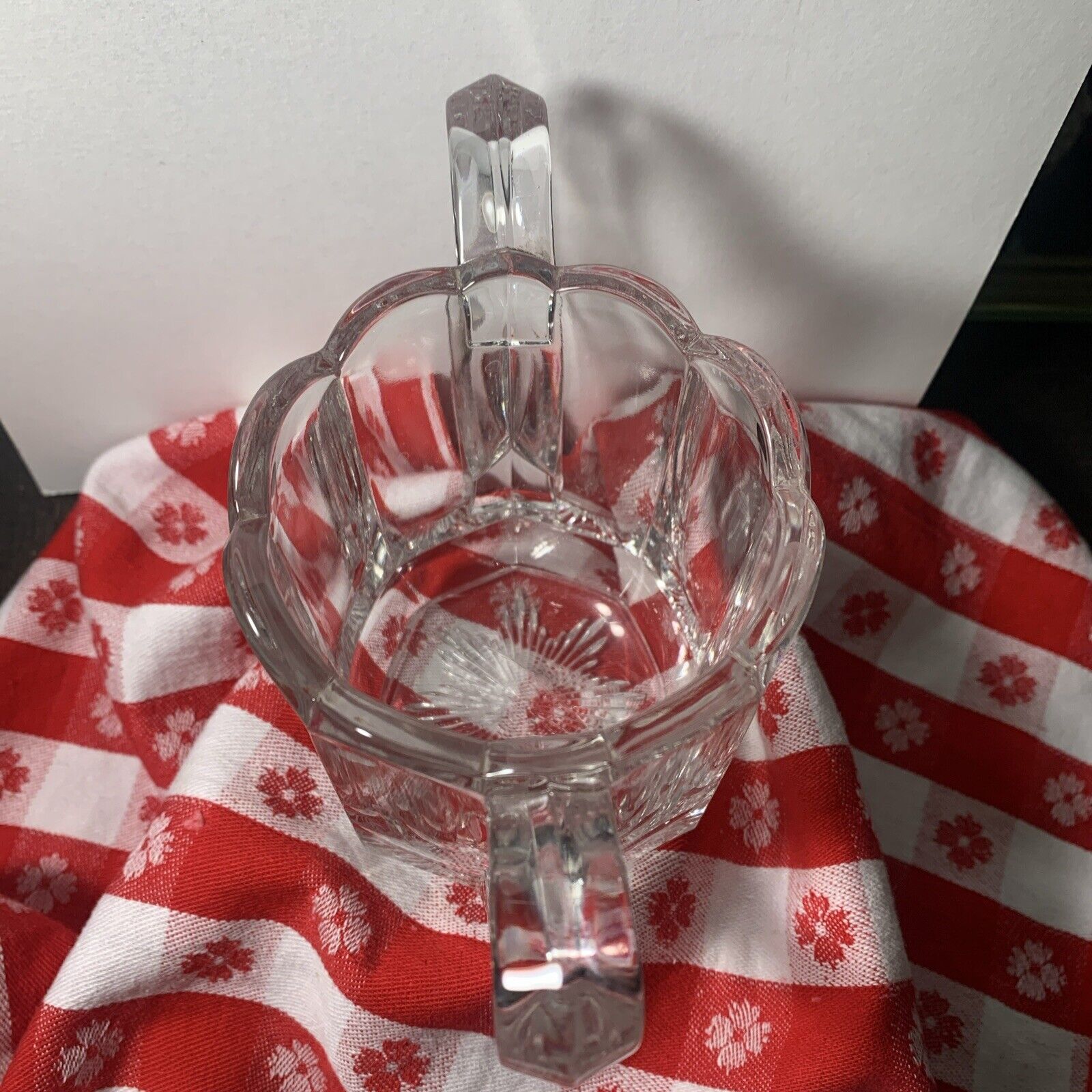 Scalloped Edge Antique Glass Trophy Handle Vase