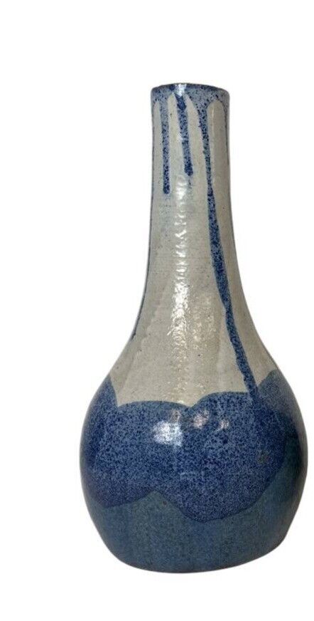 1900s Large Stem Vase with Dipped Glaze