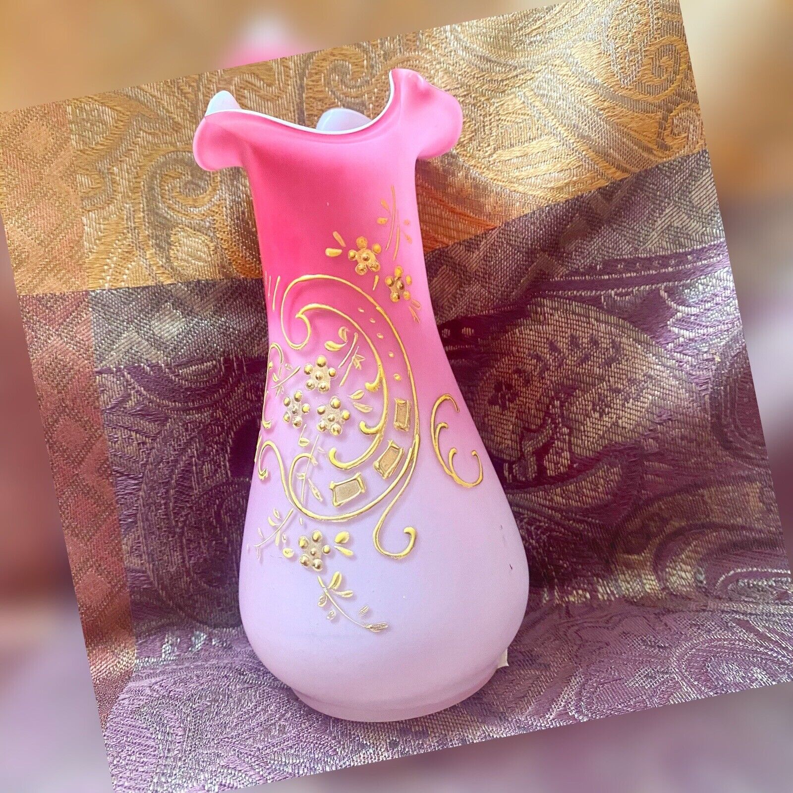 Luxury Bristol Vase with Gold Handpainting from 1900s