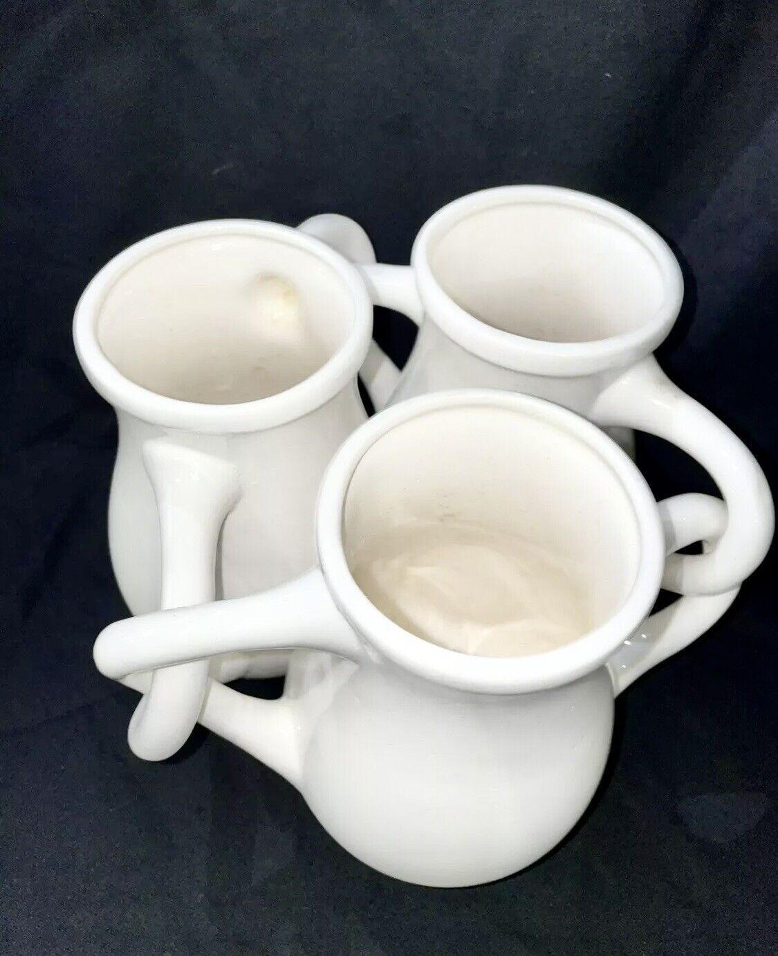 Mid-1900s Earthenware Fuddling Vessel with Entwined Handle