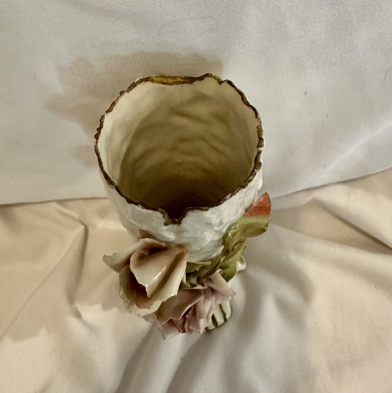 Vintage Von Schierholz Hand-Painted Rose Vase 6”
