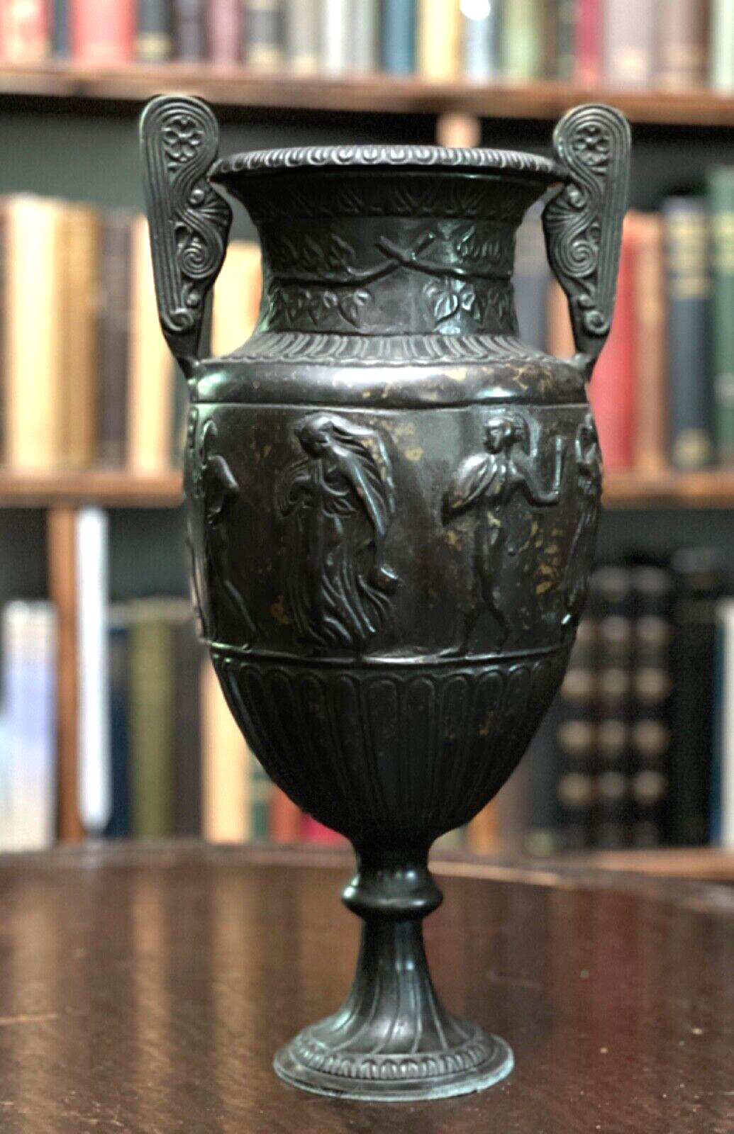 Heavy Solid Bronze Greek Krater Vase Urn