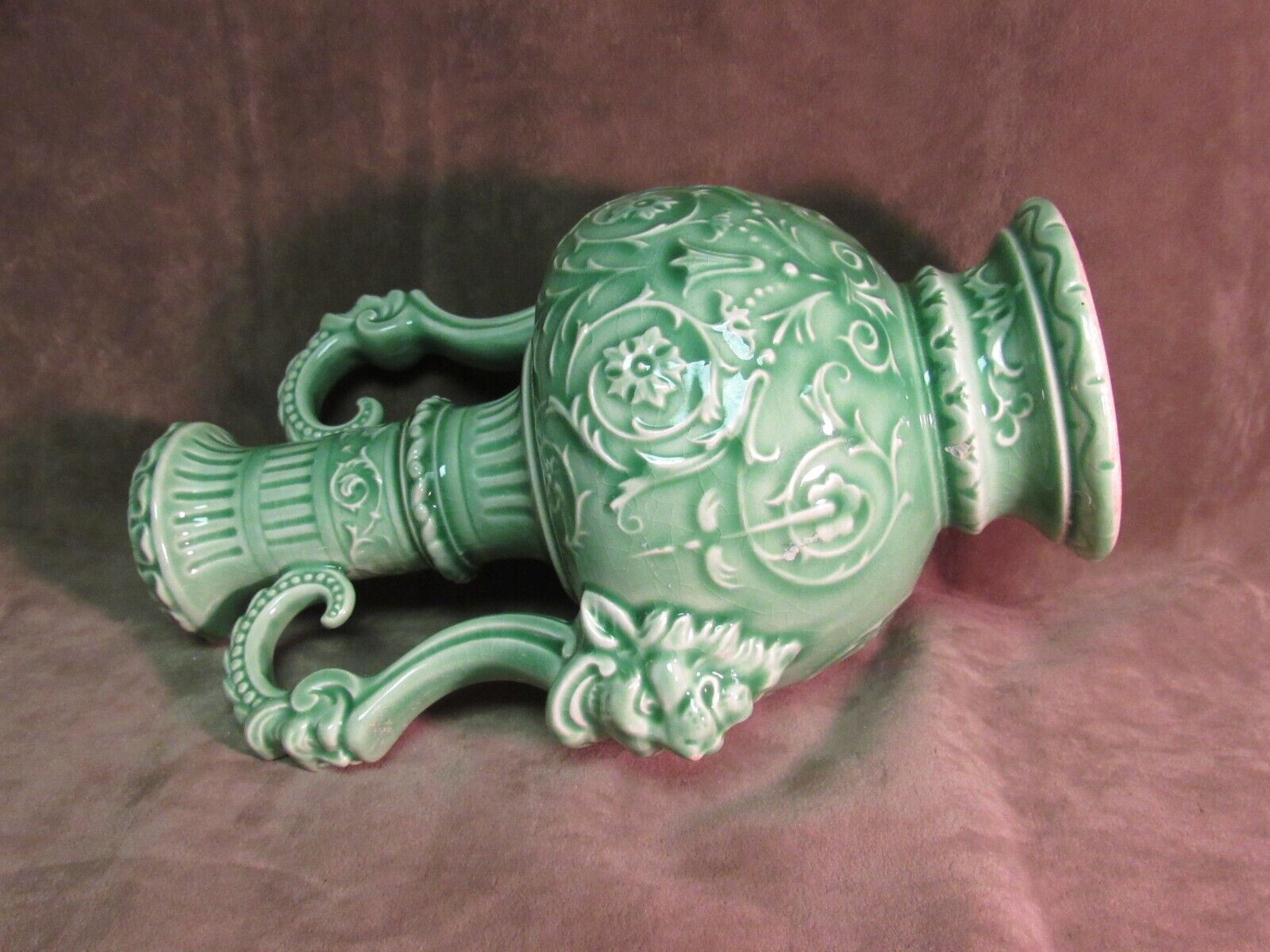 1900's Austria Majolica Floral Art Pottery Vase