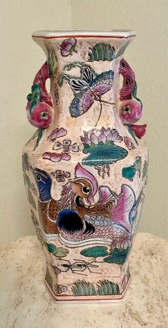 Antique Chinese Famille Rose Vase with Ducks