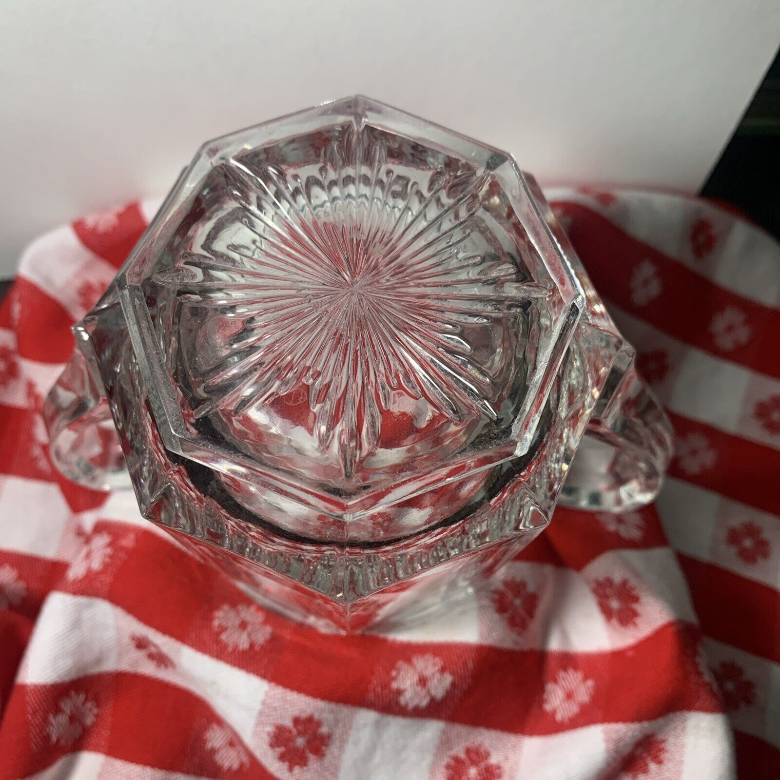 Scalloped Edge Antique Glass Trophy Handle Vase