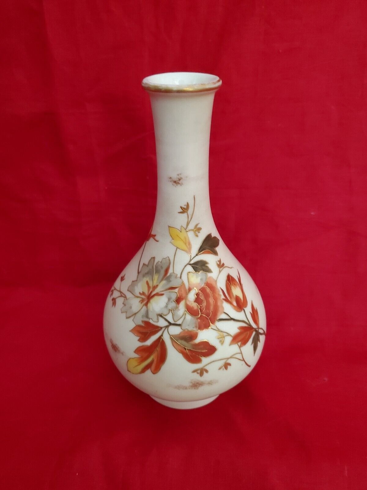 Victorian Carlsbad Austria Painted Vase, 1900's Antique