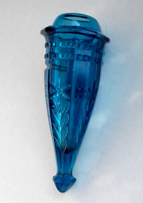 1900s Blue Glass Car/Carriage Flower Bud Vase