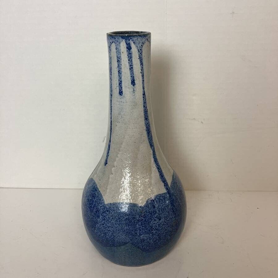 1900s Large Stem Vase with Dipped Glaze
