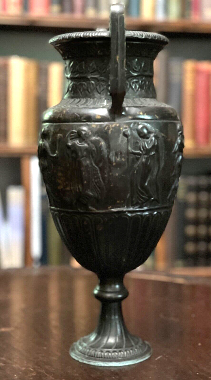 Heavy Solid Bronze Greek Krater Vase Urn