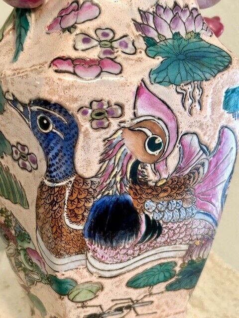 Antique Chinese Famille Rose Vase with Ducks