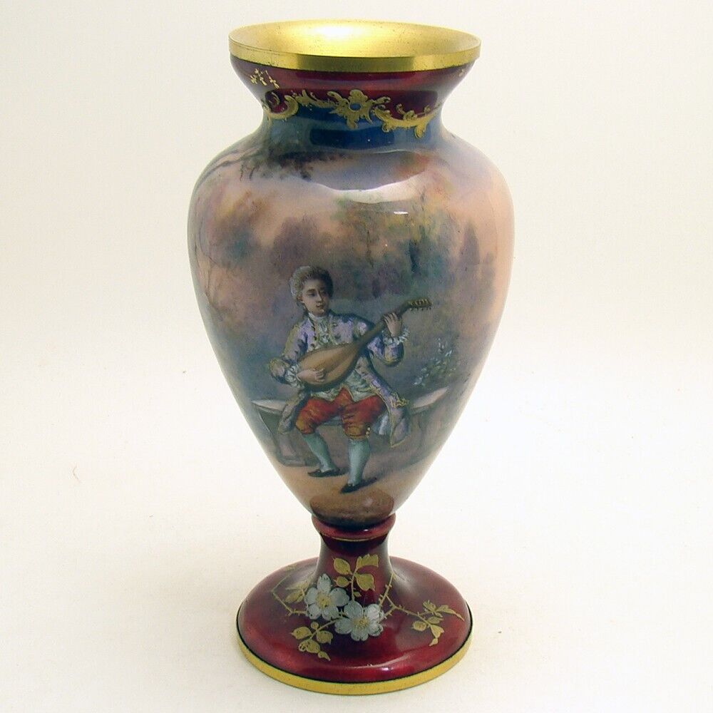 Antique French Enamel Vase - Early 1900s