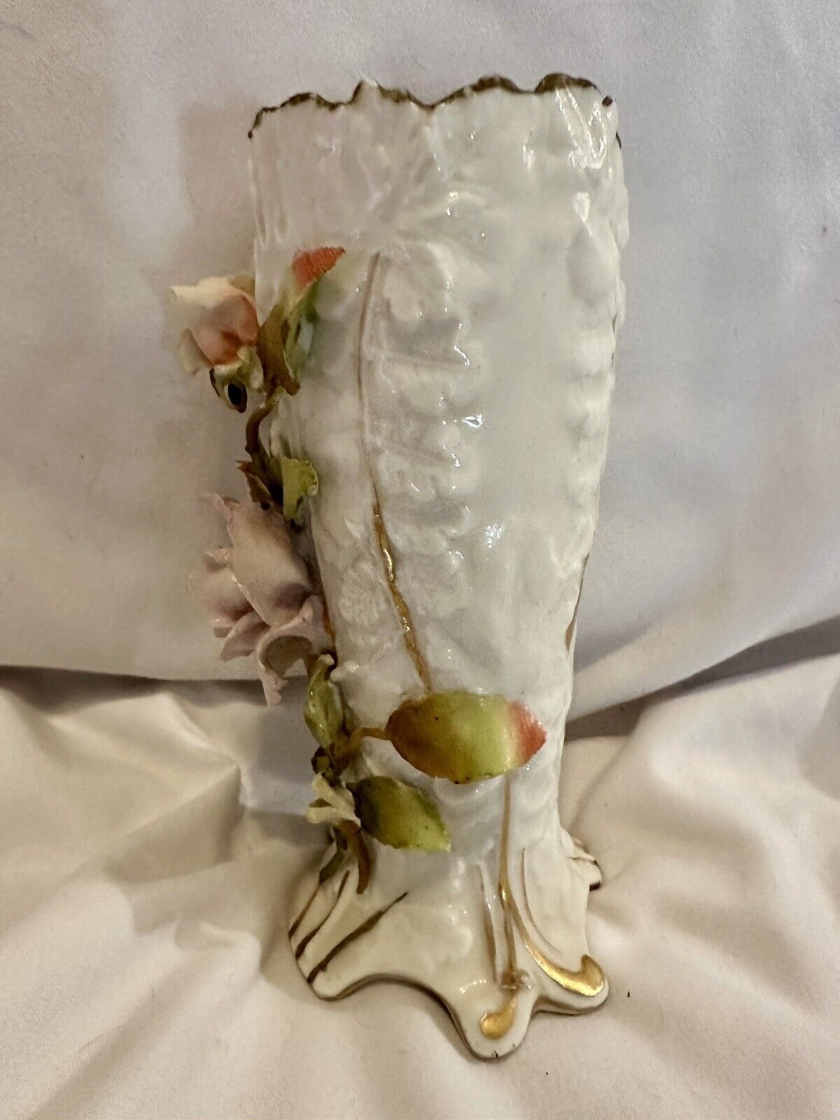 Vintage Von Schierholz Hand-Painted Rose Vase 6”