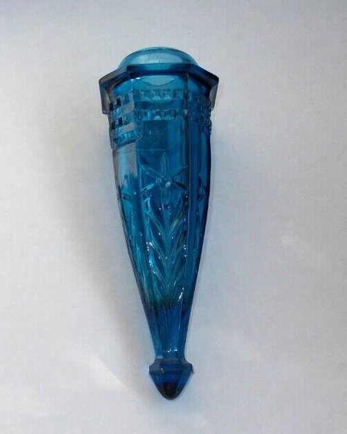 1900s Blue Glass Car/Carriage Flower Bud Vase