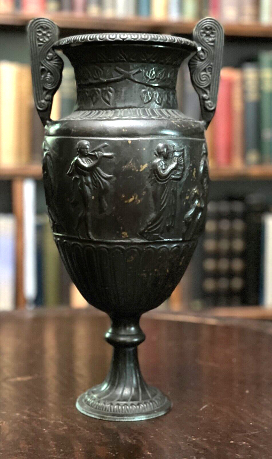 Heavy Solid Bronze Greek Krater Vase Urn