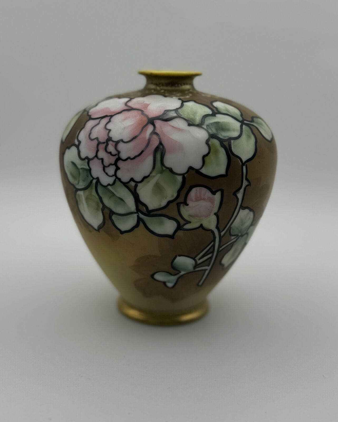 Hand-Painted Nippon Porcelain Floral Vase, c. 1900s