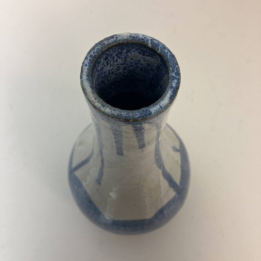 1900s Large Stem Vase with Dipped Glaze