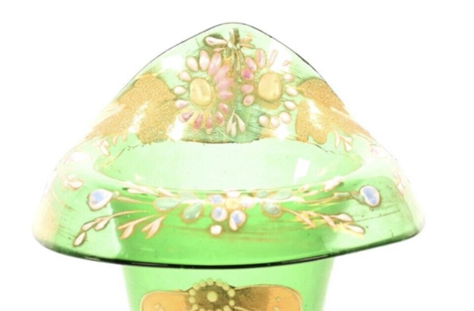 1800s Bohemian Art Glass Vase 9.25" Art Nouveau