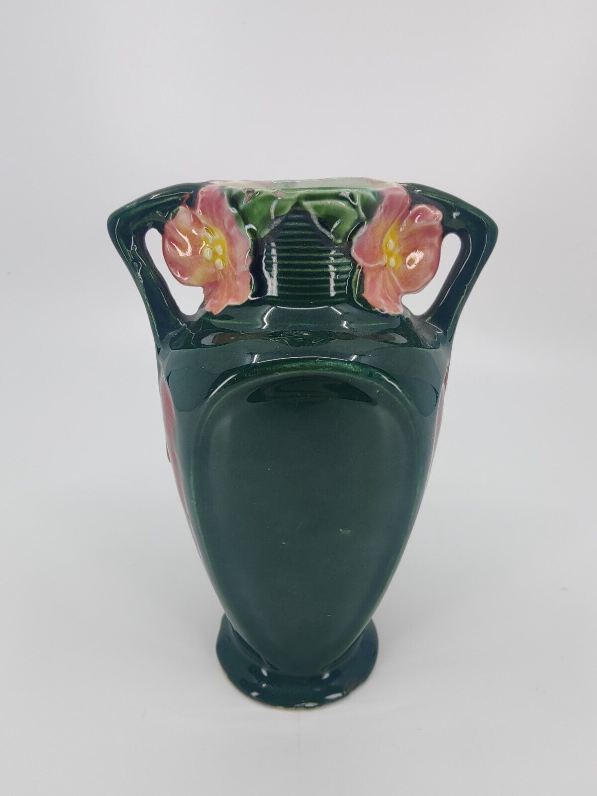 Early 1900s Majolica Boy with Wagon Vase