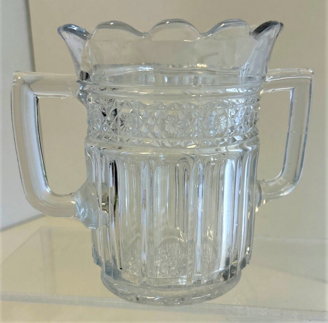 1900's Higbee Glass Celery Vase with Two Handles