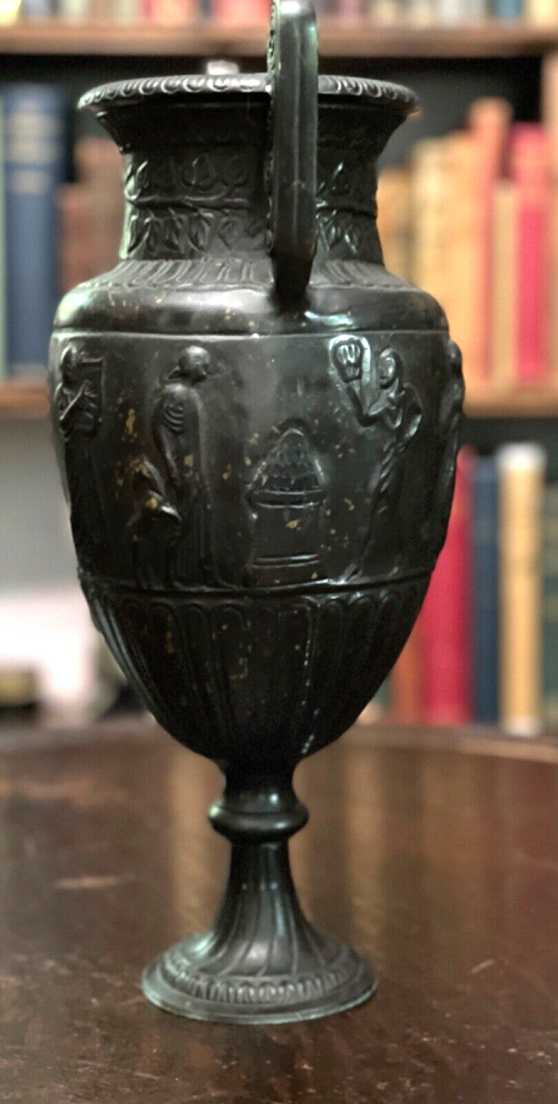 Heavy Solid Bronze Greek Krater Vase Urn