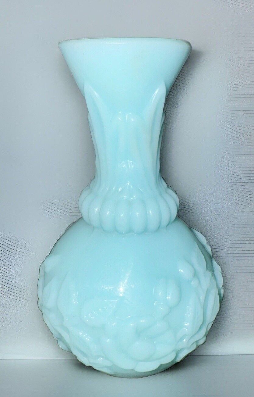 French blue opaline milk glass bud vase - 1900's