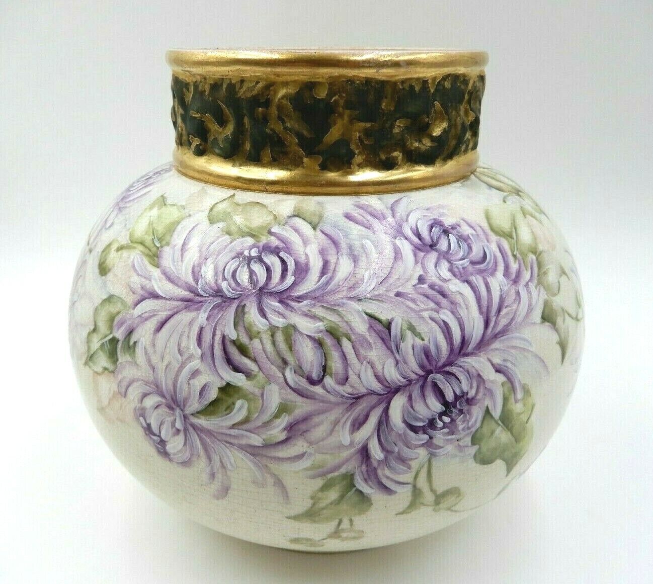 Large Floral Design Antique European Porcelain Vase