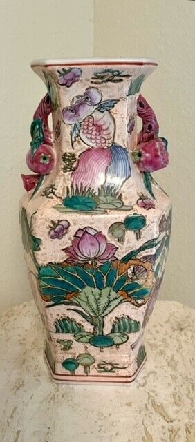 Antique Chinese Famille Rose Vase with Ducks