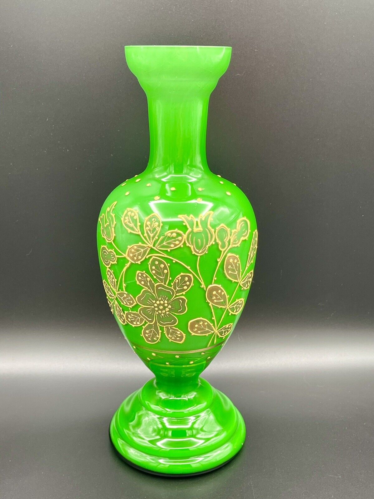 Victorian Cased Glass Mantel Vase with Florals