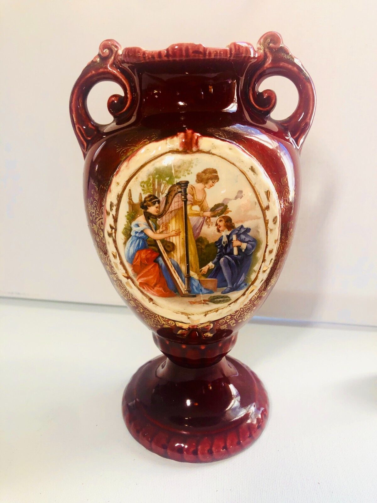 Josef Strnact Double Handled Portrait Vase, Austria