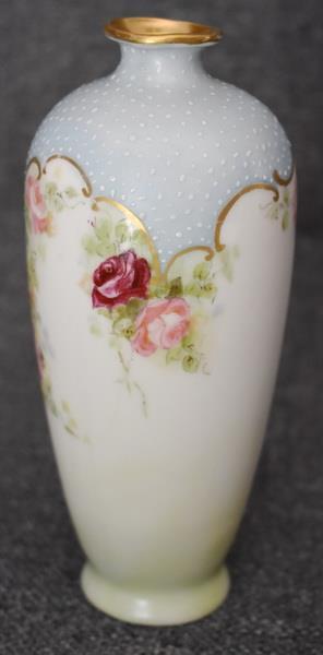 Antique Hand-Painted Pink Burgundy Roses Vanity Bud Vase
