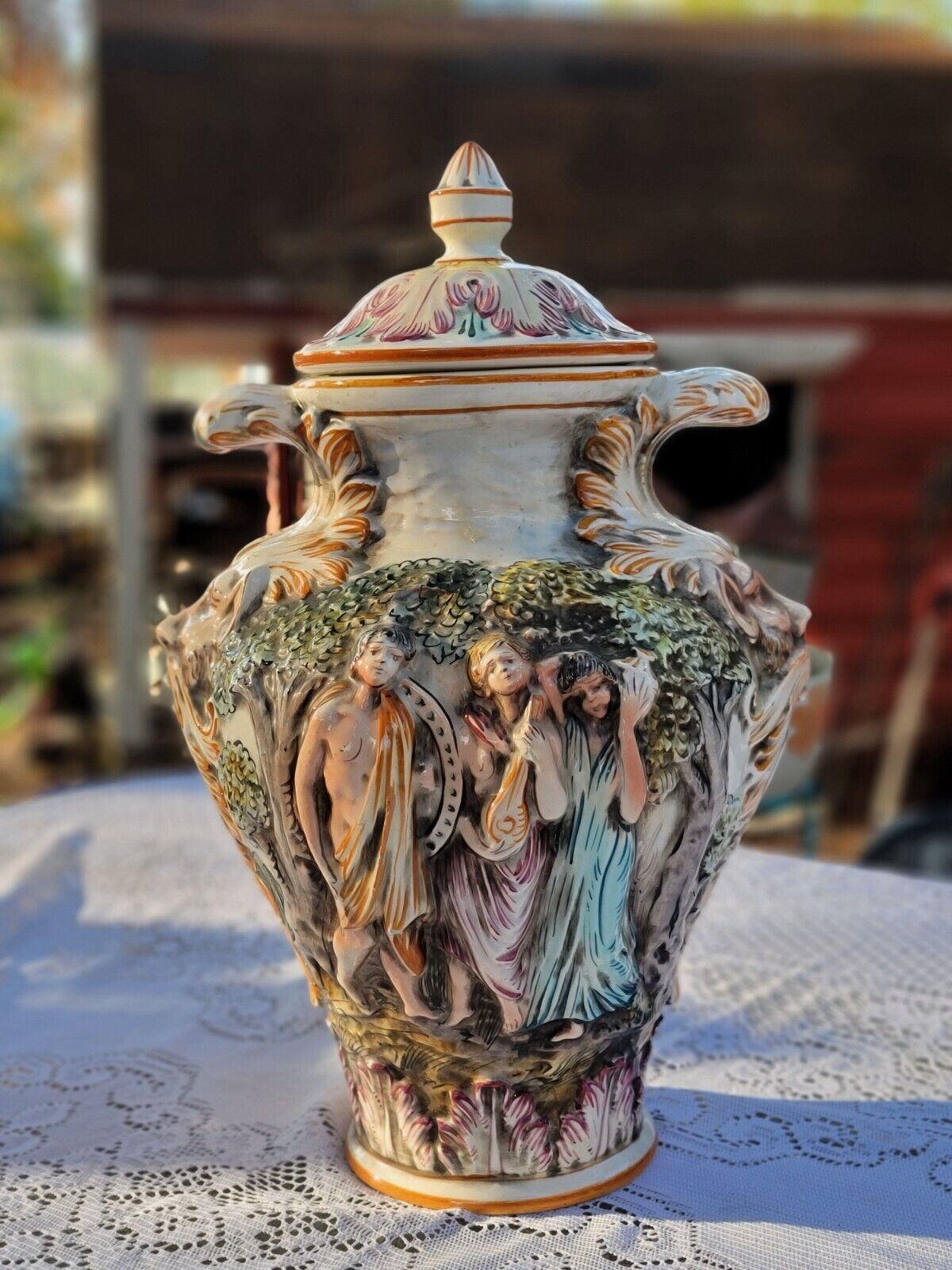 Elegant Capidomonte Vase from 18th century Italy