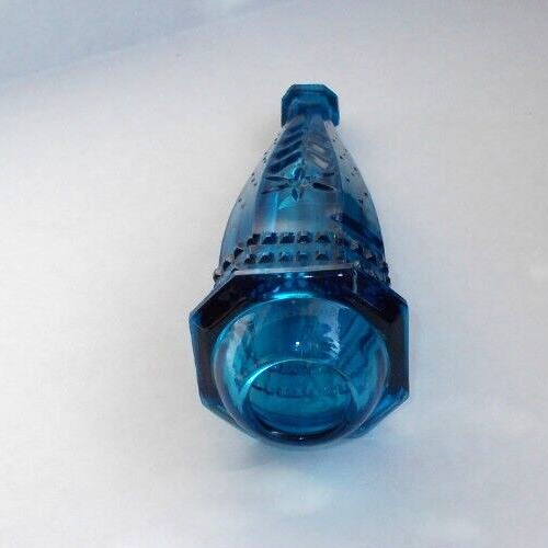 1900s Blue Glass Car/Carriage Flower Bud Vase