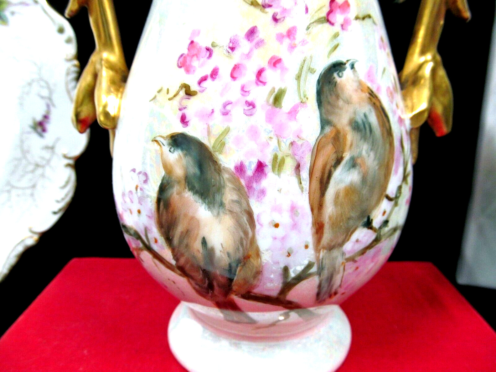Antique Double-Handled Limoges Vase with Birds