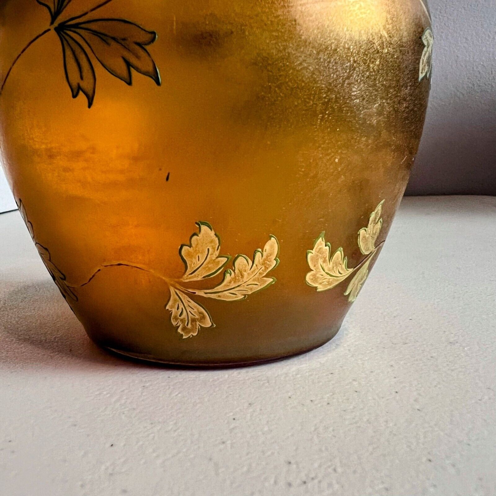 Fritz Heckert Iridescent Amber Art Nouveau Vase