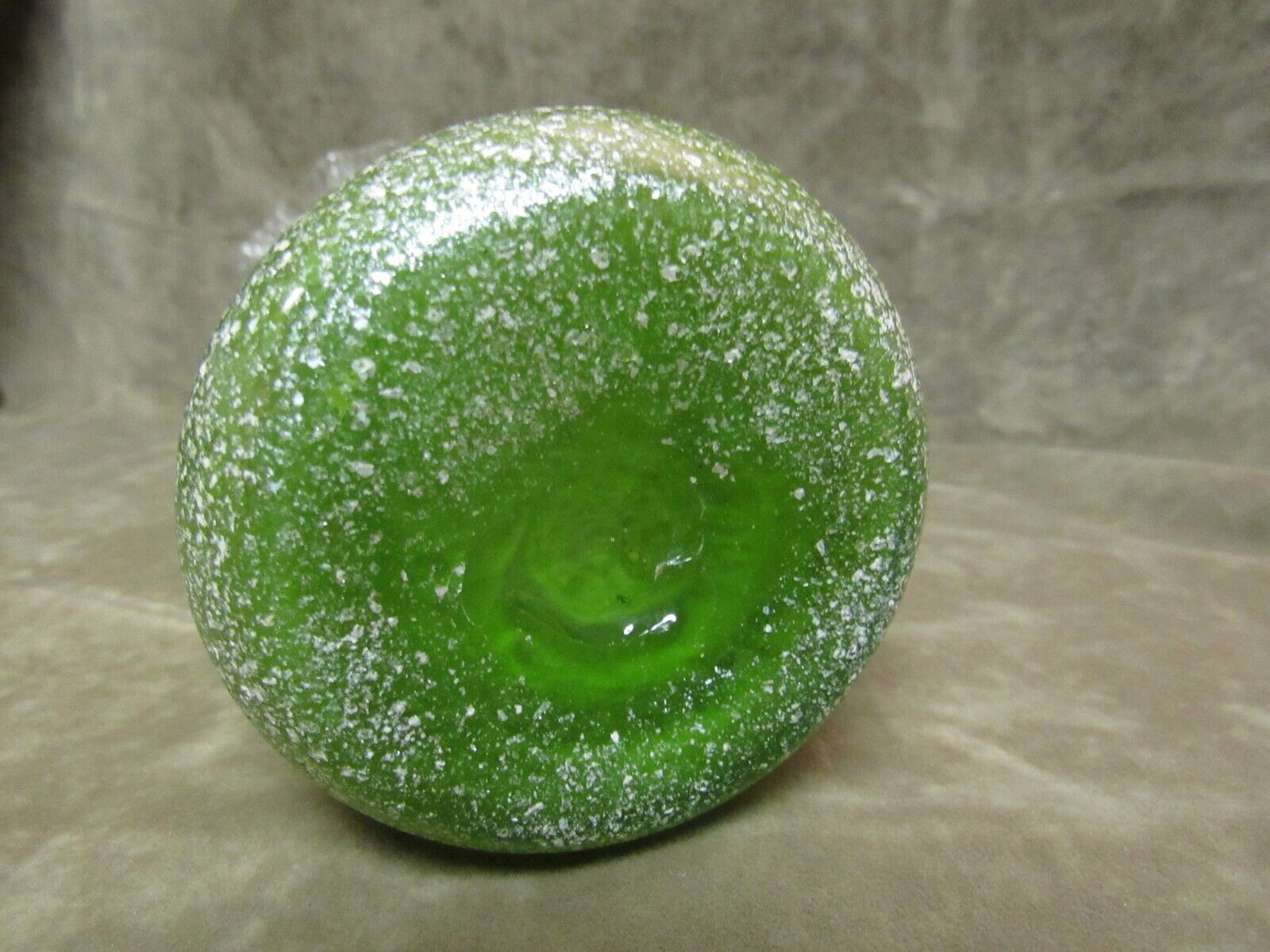 Antique Austria Art Glass Vase Green Silver Fleck