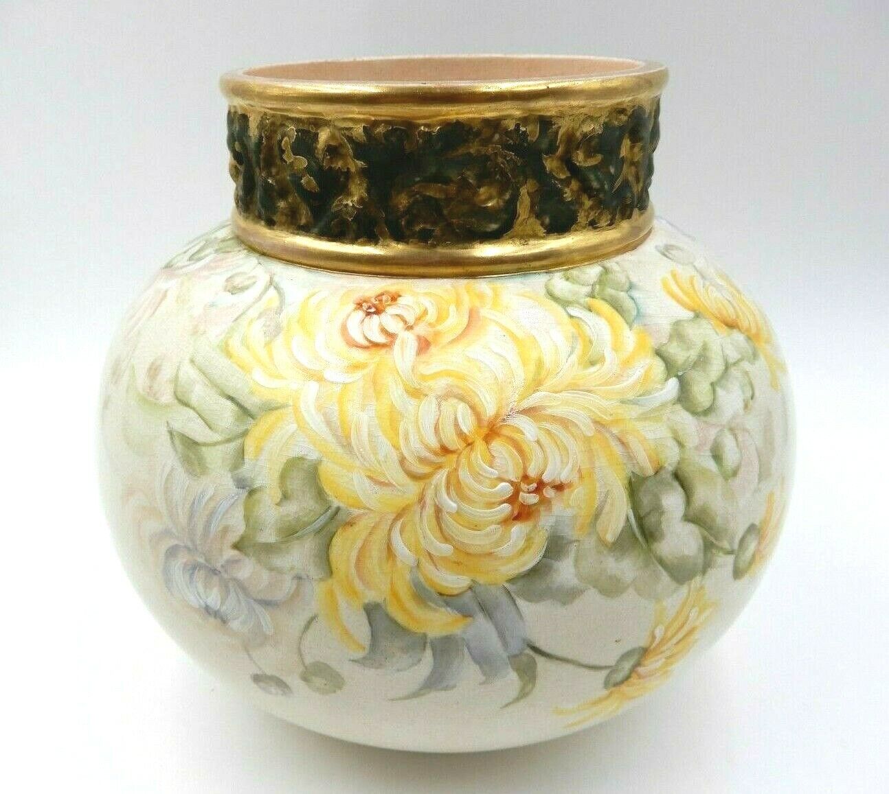 Large Floral Design Antique European Porcelain Vase