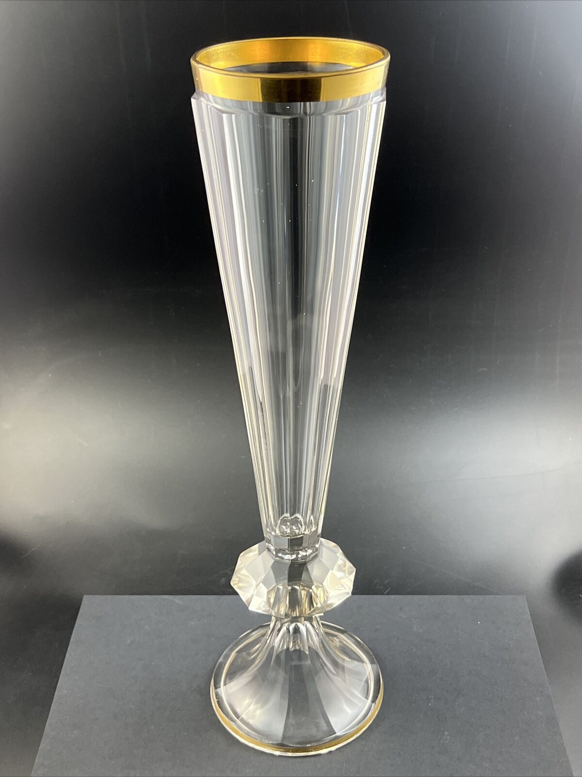Antique Austrian Cut Crystal Gold Trim Vase