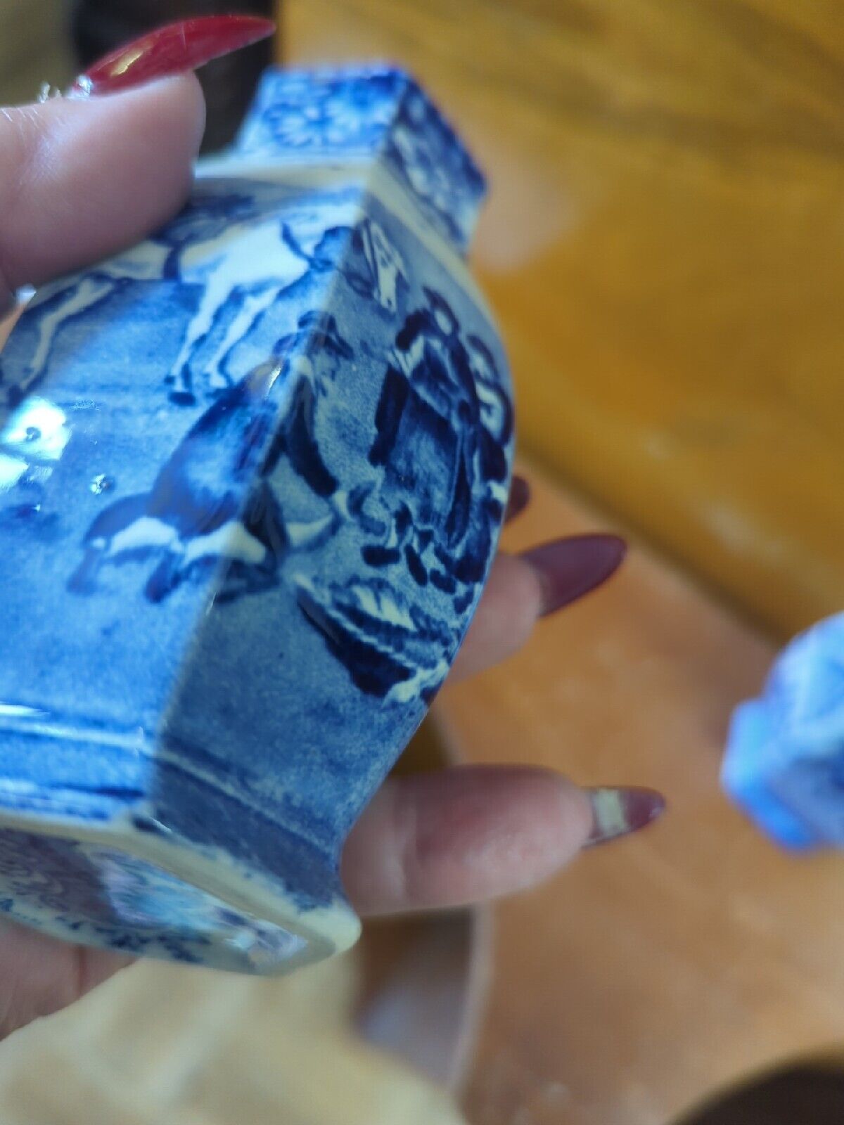 Rare Antique Pratts Blue Transferware Vases Pair
